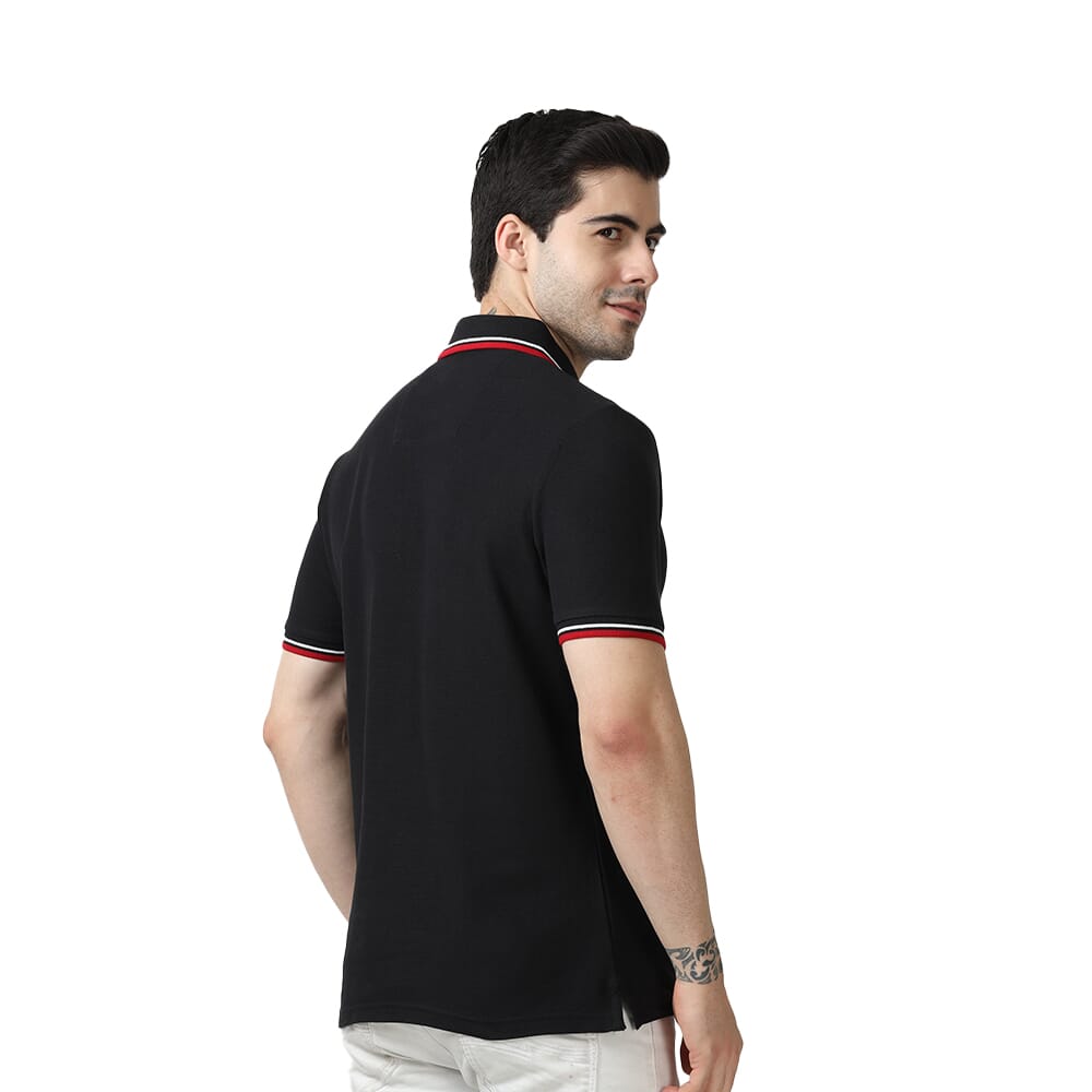Marks & Spencer Polo T-shirt  Black with Red & White Tipping